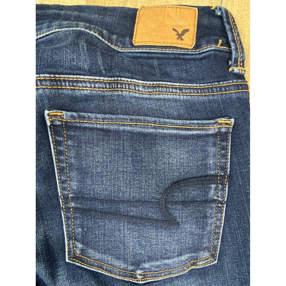 Y2K Low Rise American Eagle Boho Artist Flare Jeans Womens 4 Short Super Stretch - Picture 4 of 8